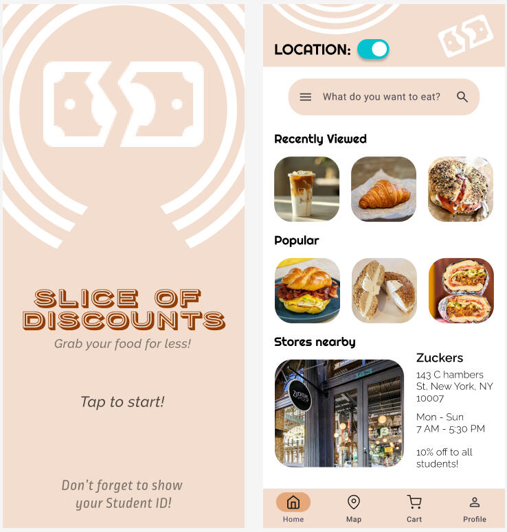 Slice of Discounts - Create an app for College Students Finals MMA Multimedia Design December 2025 CLICK IMAGE TO VIEW THE PROTOTYPE